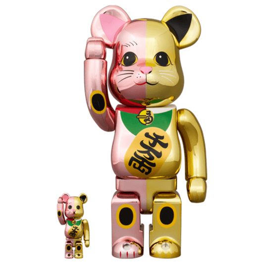 招き猫 千万両 桃金メッキ × 金メッキ 100％ & 400％ Be@rBrick - CRA5Y SHOP