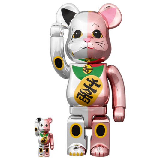 招き猫 千万両 銀メッキ × 桃金メッキ 100％ & 400％ Be@rBrick - CRA5Y SHOP