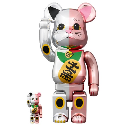 招き猫 千万両 銀メッキ × 桃金メッキ 100％ & 400％ Be@rBrick