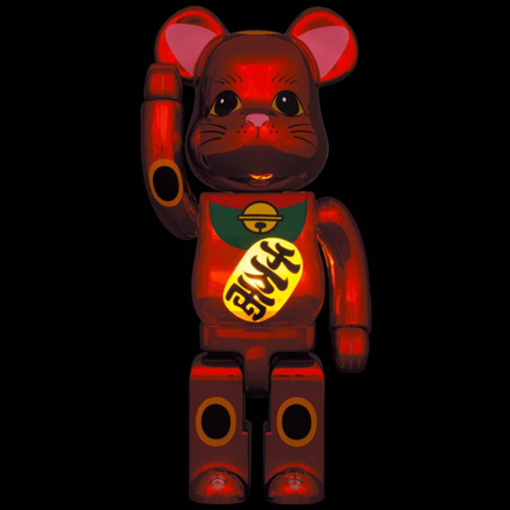 BE@RBRICK 招き猫 梅金メッキ 発光 400％ メディコムトイ  ベアブリック(キューブリック、ベアブリック)｜売買されたオークション情報、yahooの商品情報をアーカイブ公開 - オークファン おもちゃ、ゲーム